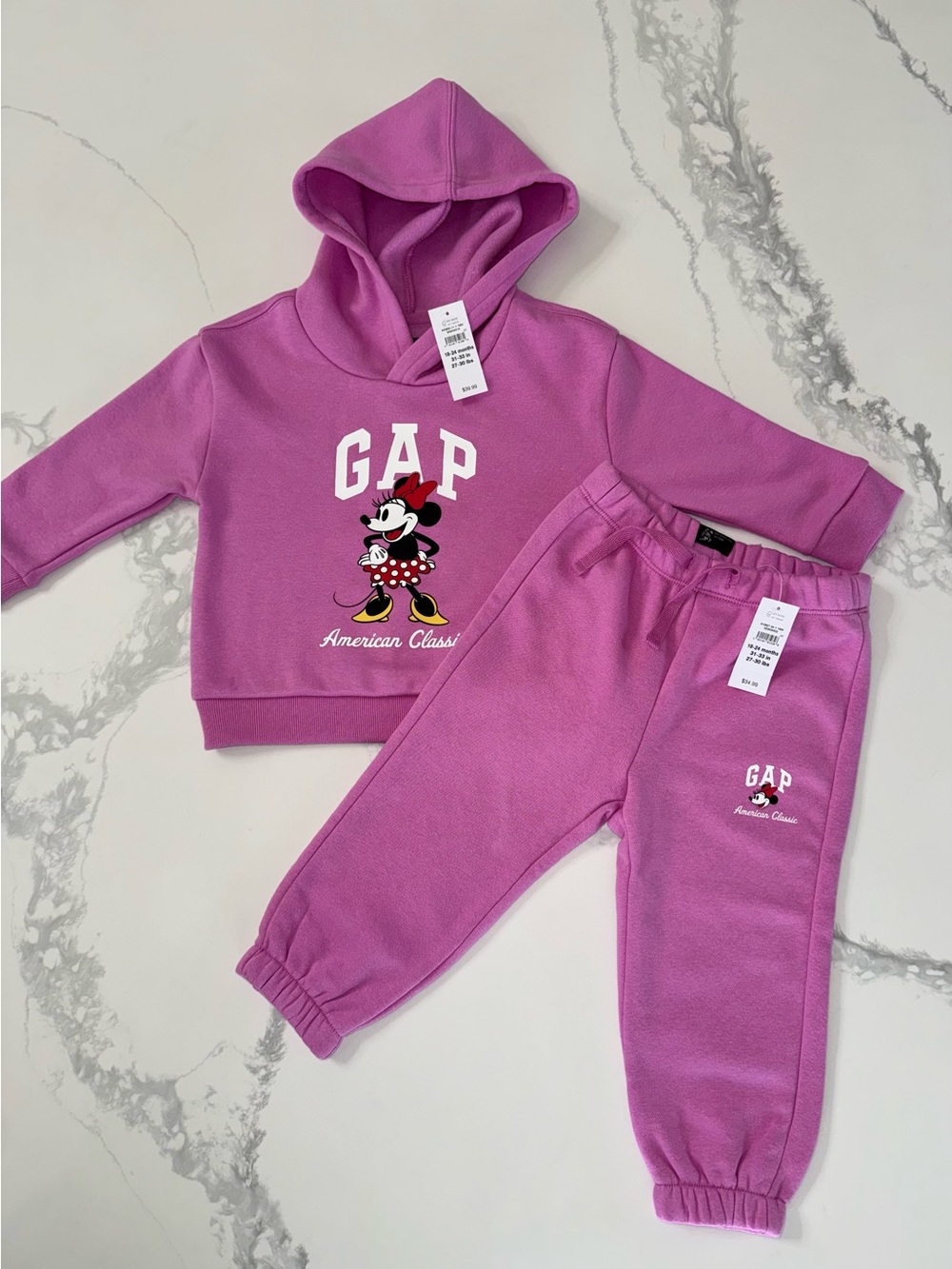 Baby GAP Disney Pink Minnie Mouse Hoodie and Joggers Set 18-24M
